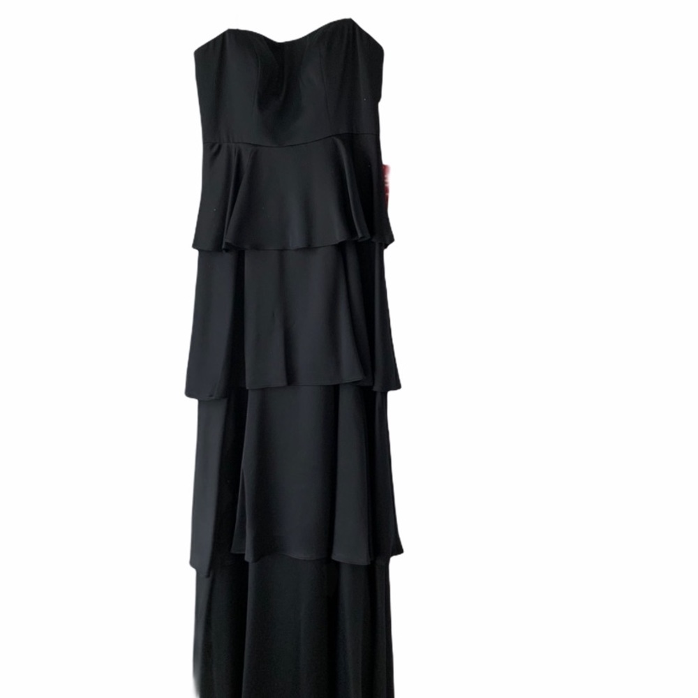 Aidan Mattox Black Hammered Satin Gown